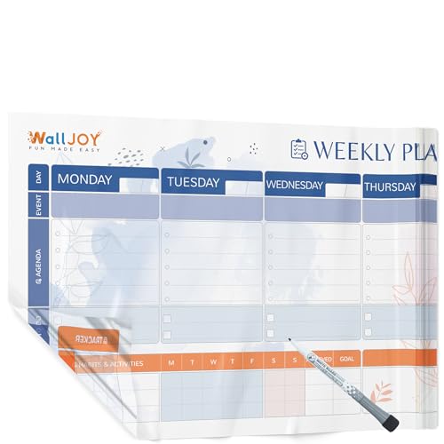 Dry Erase Weekly Calendar, 39.4x16" Weekly Dry Erase Board for Wall - style: Weekly Classic - Multi-color