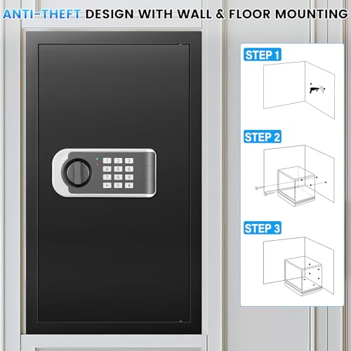 27.56"H Steel Safe Box, 6.0 Cuft Home Safes with Fireproof Waterproof Bag - size: 6.0 Cuft