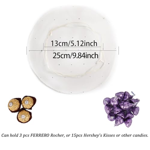 100Pcs Beige Organza Tulle Circles with Drawstring, 9.8 Inch Round Organza Bags Jewelry Candy Pouch Christmas Wedding Party Favor Gift Bags - color: Beige