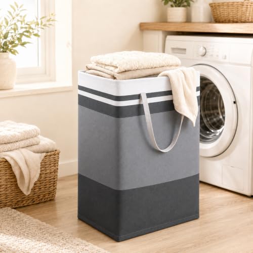 BOOMIBOO 2 Pack Large Laundry Basket,Waterproof Freestanding Laundry Hamper,Collapsible Clothes Basket with Easy Carry Handles in Laundry Room Bathroom Bedroom Dorm,Gradient Grey,100L - color: Gradient Grey, size: 100L