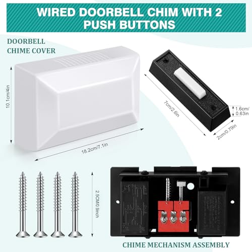 Saillong Wired Doorbell Chime, Lighted Doorbell Buttons, Black, Hill Style - color: Black, style: Hill Style
