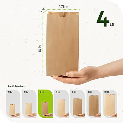 Paper Lunch Bags, Paper Grocery Bags, Durable Kraft Paper Bags, 4 Lb Capacity, Brown Pack of 500 Bags - color: Brown, size: 4 lb