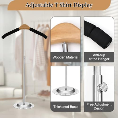 Adjustable T-Shirt Display Stand, Black Metal Clothing Rack, 16-27.9 Inch - size: Adult-1 Pack