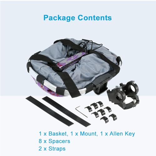 Bike Basket,Dog Bike Basket with Zipper Pocket | Detachable Bicycle Front Dog Carrier with Handle Bike Accessories for Women Pet Grocery Shopping Picnic (Purple) - style: Purple