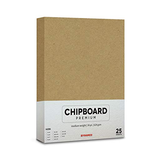 25 Sheets of Chipboard, 30pt (Point) Medium Weight Cardboard .030 Caliper Thickness, Craft and Packing, Brown Kraft Paper Board (6 x 9) - size: 6 x 9