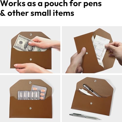 Carrotez PU Leather Cash Envelope Wallet, Money Envelope for Cash - Brown - color: Brown, style: No Letter Engraving