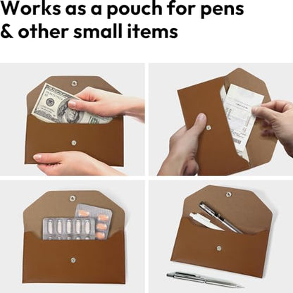 Carrotez PU Leather Cash Envelope Wallet, Money Envelope for Cash - Brown - color: Brown, style: No Letter Engraving