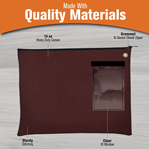 BankSupplies Canvas Interoffice Mailer 14 oz 14W x 11H Burgundy Large Zipper Transit Bag Grommet Padlock or Zip Tie Security - color: Clear, size: Large