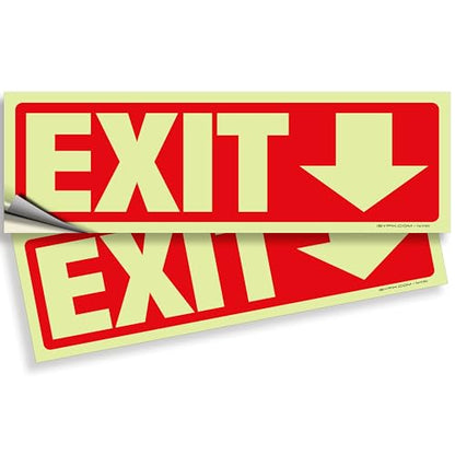 iSYFIX Exit Stickers Signs, Directional Down Arrow, 2 Pack 12x4 Inch - color: Sticker Down Glow, size: 2 Pk 12x4