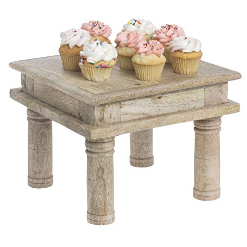 HUBERT Display Riser Square Mango Wood Table Riser - 8 2/3"L x 8 2/3"W x 7"H