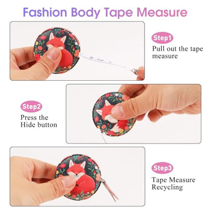 Retractable Mini Leather Tape Measure, Auto Retract Red Fox - color: Red Fox