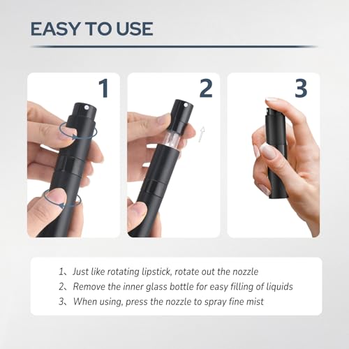 8ml Travel Perfume Bottle Refillable, Atomizer Sprayer for Cologne 3PCS - color: Black, Brown, Silver