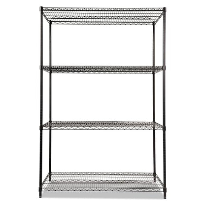 Alera ALE Industrial Heavy-Duty Wire Shelving Starter Kit, 4-Shelf, 48w x 24d x 72h, Black - color: Black, size: 48" x 24" x 72"
