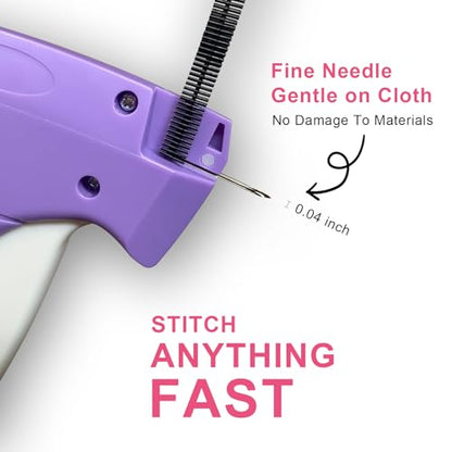 Stitch Gun for Clothes -Handheld Stitch Gun Quick Clothing Fixer - Mini Tag Gun - Includes 6 Fine Needles, 2000 Fasteners including 1000 Micro Black Fasteners & 1000 Micro White Fasteners (Purple)