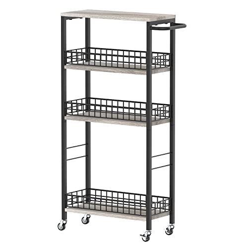 NOVIMANGO Slim Storage Cart Narrow Kitchen Cart 4 Tier, Grey - color: Grey