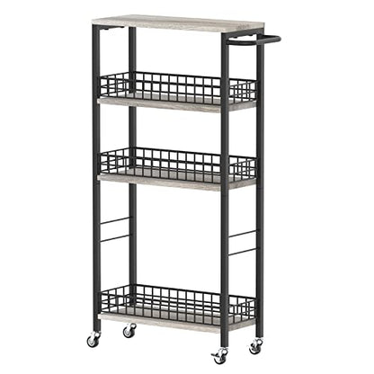NOVIMANGO Slim Storage Cart Narrow Kitchen Cart 4 Tier, Grey - color: Grey