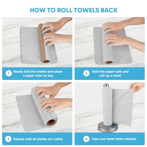 AIDEA Microfiber Cleaning Cloth Roll-75PK, Reusable Paper Towels 11.5×11.5" - color: Grey