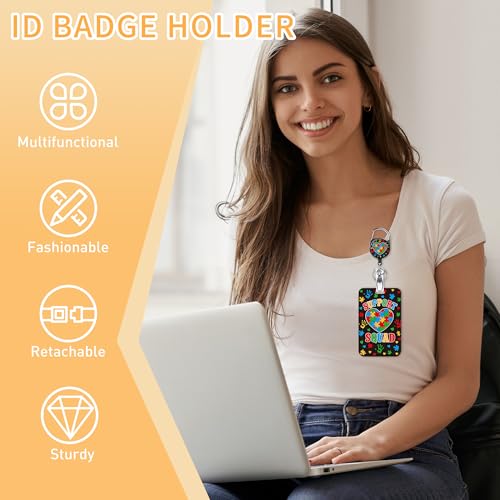 Autism Support Lanyard with ID Badge Holder and Retractable Badge Reel - color: Autism Puzzle Heart