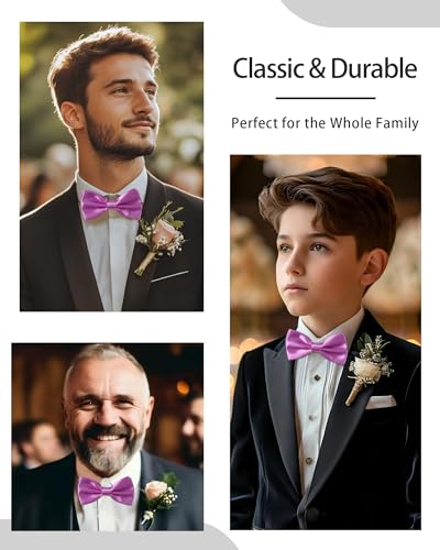 AWAYTR Bow Ties for Men - Pre-Tied Adjustable Tuxedo Style for Wedding - color: Light Purple