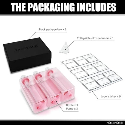 Pink Shampoo and Conditioner Set of 3, 16.9oz Clear Shampoo - color: Pink Clear, size: 2.5"L x 2.5"W x 8"H