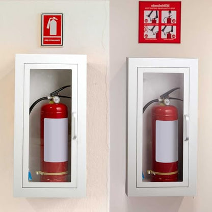 Zonon 1 Pcs Semi Recessed Fire Extinguisher Cabinet, Steel Wall Mount