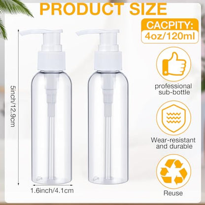 Nuenen 48 Pcs 4oz/120ml Lotion Bottles with Pump, White and Clear - color: White and Clear