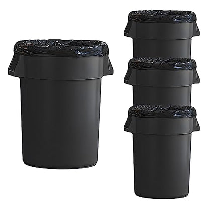 Set of 4 Round Commercial Trash Can 44 Gallon, Industrial Recycling Bin, Durable Garbage Can, Safe Food Container, Ingredient Bin (Black) - color: Black