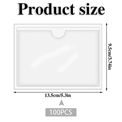 100 Pack Self-Adhesive 3" x 5" Index Card Pockets Clear Lables Holder - size: 100pack 3 x 5 Inches