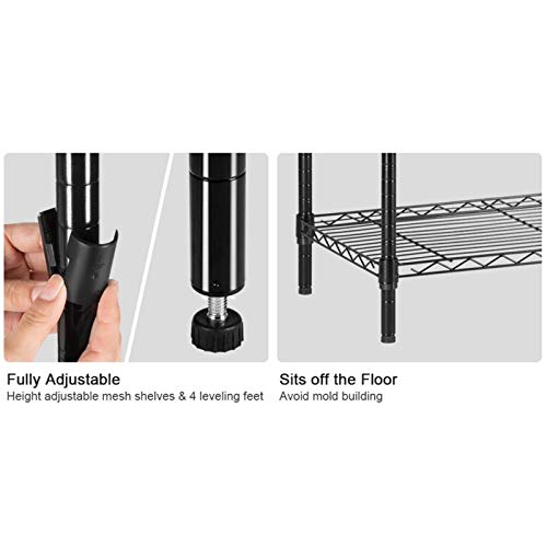 3-Tier Shelf, Adjustable Wire Metal Rack Shelving, Heavy Duty Standing Storage Shelves, Garage, Kitchen, Office, Bathroom, Shelfs Easy Assembly, 35" W x 14" D x 31" H, Black - color: Black, size: 3-tier 35.43"W x 13.78"D x 31.5"H