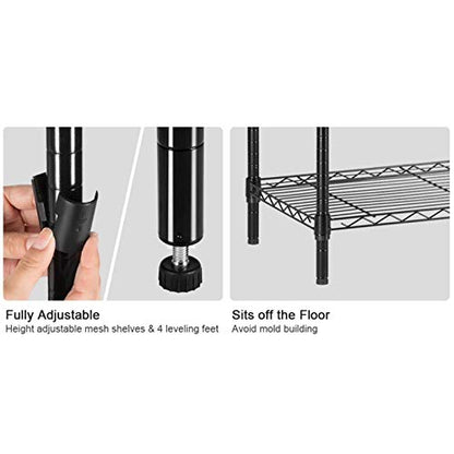 3-Tier Shelf, Adjustable Wire Metal Rack Shelving, Heavy Duty Standing Storage Shelves, Garage, Kitchen, Office, Bathroom, Shelfs Easy Assembly, 35" W x 14" D x 31" H, Black - color: Black, size: 3-tier 35.43"W x 13.78"D x 31.5"H