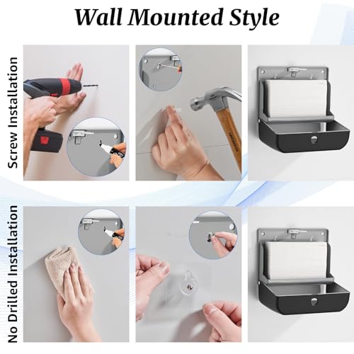 modunful Folded Wall-Mount Paper Towel Dispenser Black, Keyless for Home - color: D-221 Black