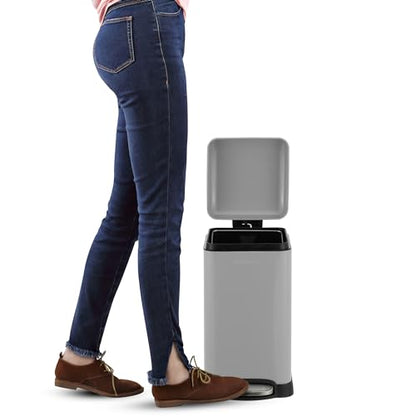 happimess Betty Retro Mini 3.2 Gal Step Trash Can, Gloss Gray - color: Fog Gray