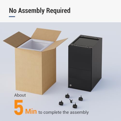 DEVAISE 3 Drawer File Cabinet with Lock, Fully Assembled Except Casters - color: Black, size: 11.8"W x 17.1"D x 23.6"H