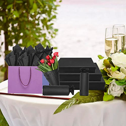 100 Sheets Black Tissue Paper Artdly 14 x 20 Inches Black Wrapping Paper Bulk for Weddings Birthday DIY Project Christmas - color: Black, size: 14x20 Inch (Pack of 100)