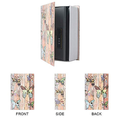 PACOLO Small Diversion Book Safe Storage Box, Metal Can with Security Combination Lock/Key, Hidden Safe (Combination, Butterfly) - style: Butterfly-Combination