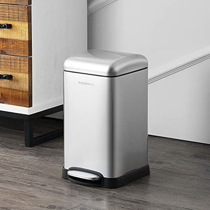 happimess Betty Retro Mini 3.2 Gal Step Trash Can, Platinum Silver - color: Chrome