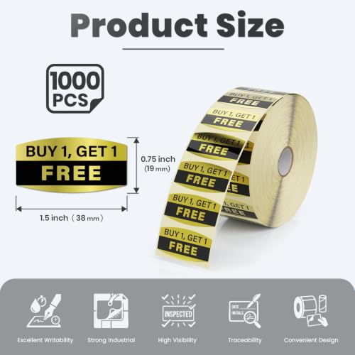 Buy 1, Get 1 Free Stickers, 1000 Pcs Sale Labels, 0.75 x 1.5 Inch