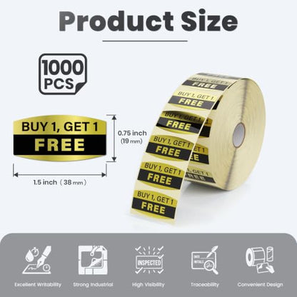 Buy 1, Get 1 Free Stickers, 1000 Pcs Sale Labels, 0.75 x 1.5 Inch