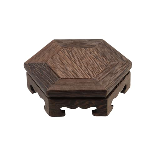 Wooden Display Stand Base 5.31" x 5.31" Wood Carved Craft Pedestal - size: Hexagon, 5.31" x 5.31"