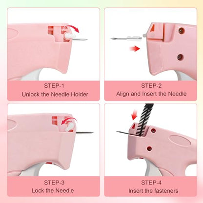 Stitch Gun for Clothes, Handheld Quick Clothing Fixer - color: Pink