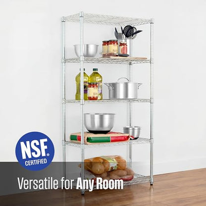 SafeRacks NSF 5-Tier Heavy Duty Steel Wire Shelves (14"x30"x60") - color: Silver, size: 14"x30"x60" 5-Tier
