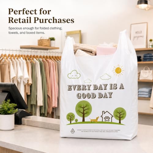 YoYoRain 50 Count Oversized White Tree T-Shirt Bags, 20 x 10 x 36 in - color: White Tree