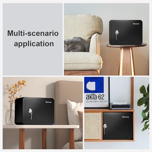 Marcree 0.23 Cub Safe, Small Safe Box with Key, Mini Safe for Kids - color: 0.23 cuft-BLACK