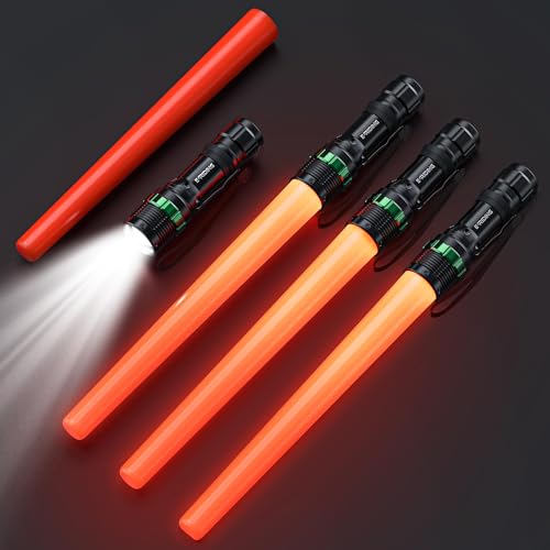 E-riding 4 Pack 16 Inch Traffic Flashlight Wand with 5 Flashing Modes - size: 16 Inch
