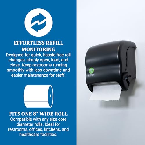 San Jamar Ecologic Element Recycled Plastic Lever Paper Towel Dispenser, Manual Towel Dispenser, Wall Mounted Dispenser with Zero Waste for Home and Business, 8 Inch Rolls, Black
