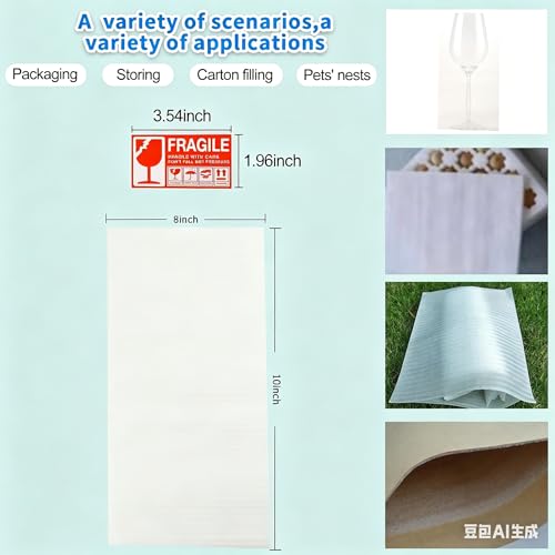 8x10 Foam Pouches, 200pcs Cushion Foam Pouch for Moving and Storing - size: 8x10-200pcs