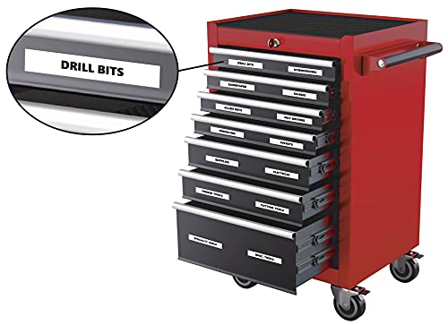Toolbox Magnetic Labels – Black Inverted | 0.75”H x 4.5”W Size | 22-Piece Basic Set by DCM Solutions | Tool Drawer Organizer | Bold, Easy-to-Read | Strong Hold Magnets | Made in USA | Garage Use - color: White With Black Text, size: 0.75"H x 4.5"W