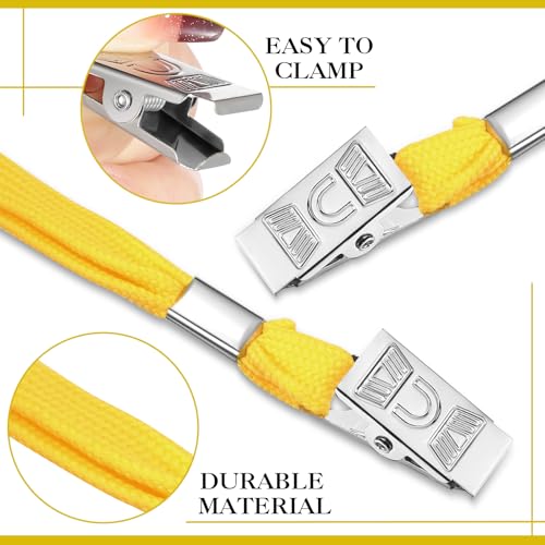Marspark 100 Sets 4"x3" Name Badge Holder with Lanyard Bulk, Yellow - color: Yellow