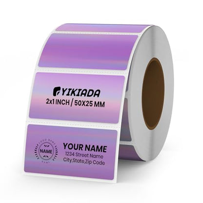 Holographic Purple Thermal Label 1 × 2 Inch Vinyl Sticker 200 PCS - color: Holographic Purple, size: 1 × 2 Inch