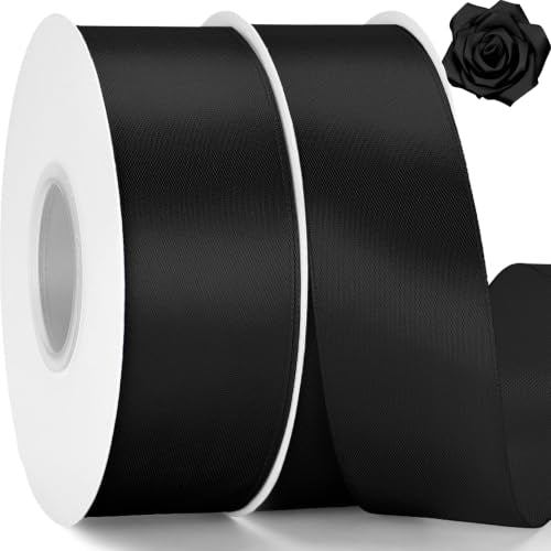 KINGLAKE Black Satin Ribbon - 1-1/2'' x 100 Yards for Gift Wrapping - color: Black, size: 1 1/2 Inch x 100 Yards